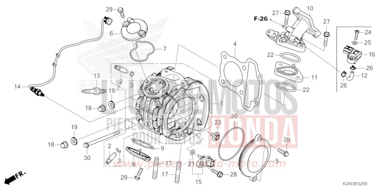 CYLINDER HEAD for Dax ST125 PEARL NEBULA RED (R376) from 2023